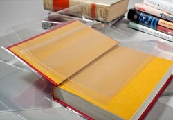 Crystal-clear laminated polypropylene slip-on book covers