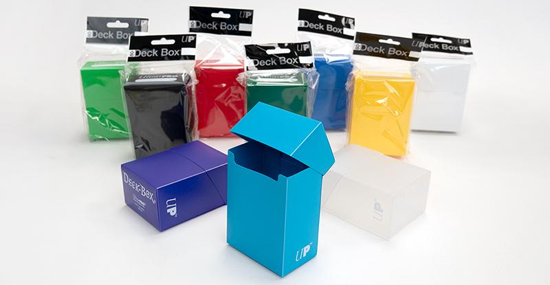 Multiple collection of colored TCG deck boxes