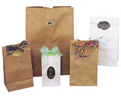 Natural & White Kraft Paper Bags with flat bottoms. SOS.