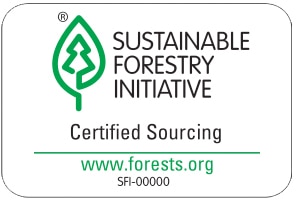 FSC Logo for LP record mailers. Sustainable Forestry Initiative Certified Sourcing