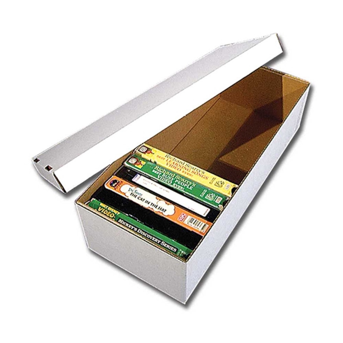 Vhs Polycase Box VHS Tape White Storage Box Holds 18 VHS Tapes Spine Up