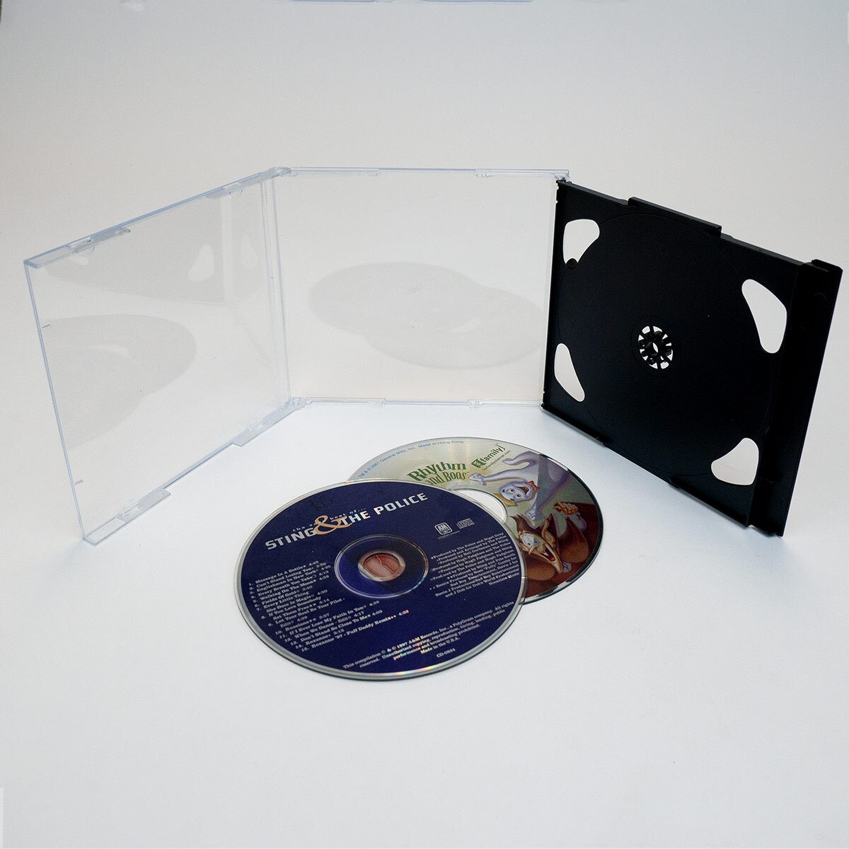 Clear 2 CD Case with Black Side-Hinged Tray 3/8